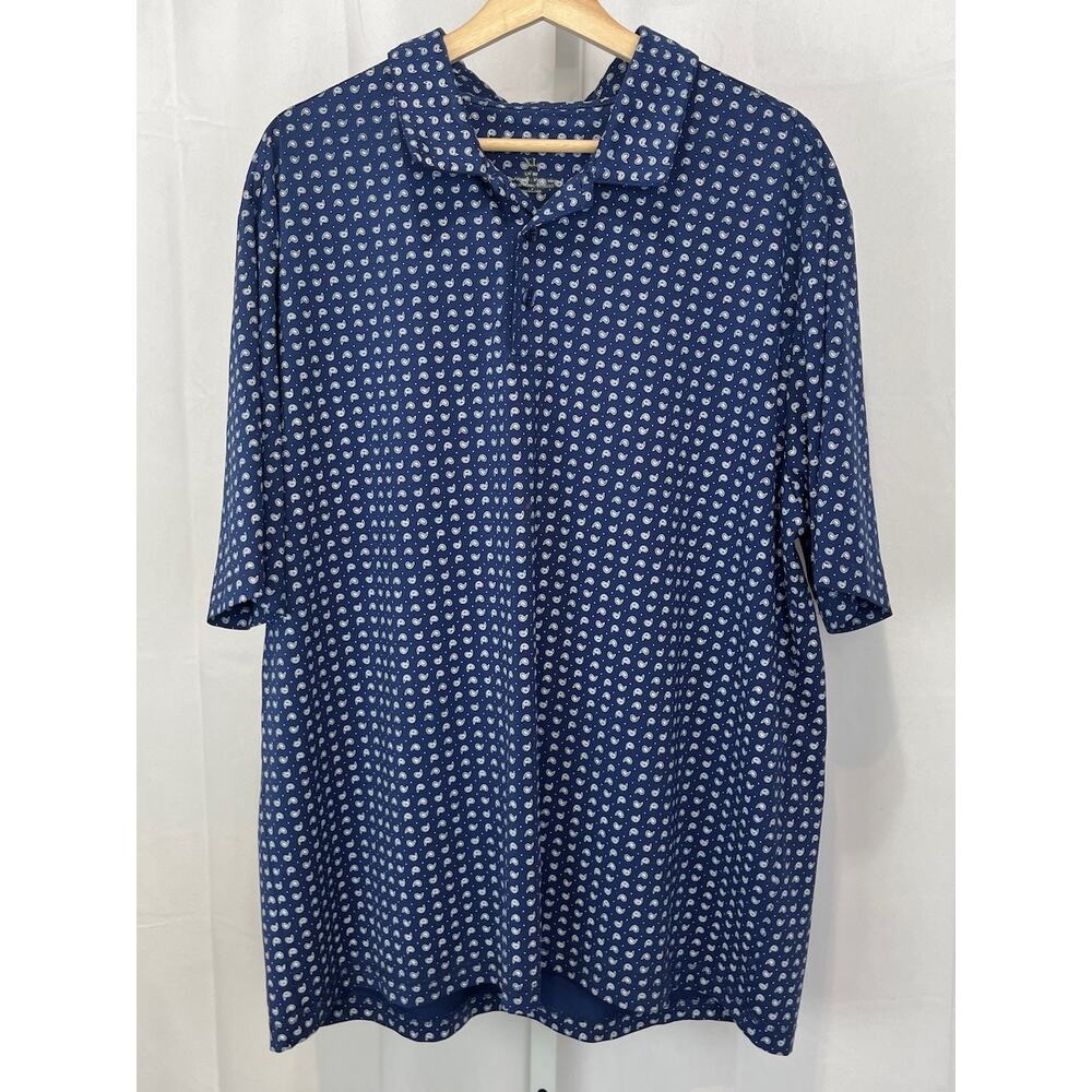 SAN SOLEIL Mens Geo Paisley Print Polo Shirt Short Sleeve UV 50 Blue Size XL